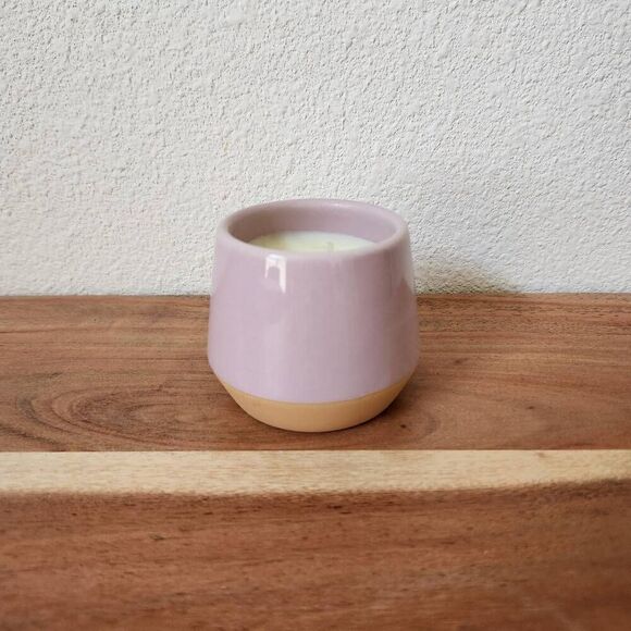 Mini candle glossy light dusty pink terra cotta base - Picture 1 of 3